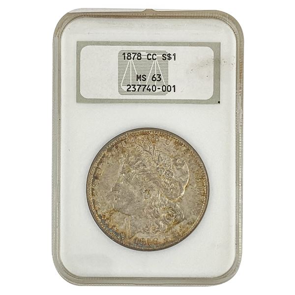 1878-CC Morgan Silver Dollar NGC MS63 Old Fatty Holder