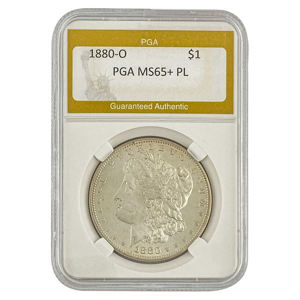 1880-O Morgan Silver Dollar PGA MS65+ PL