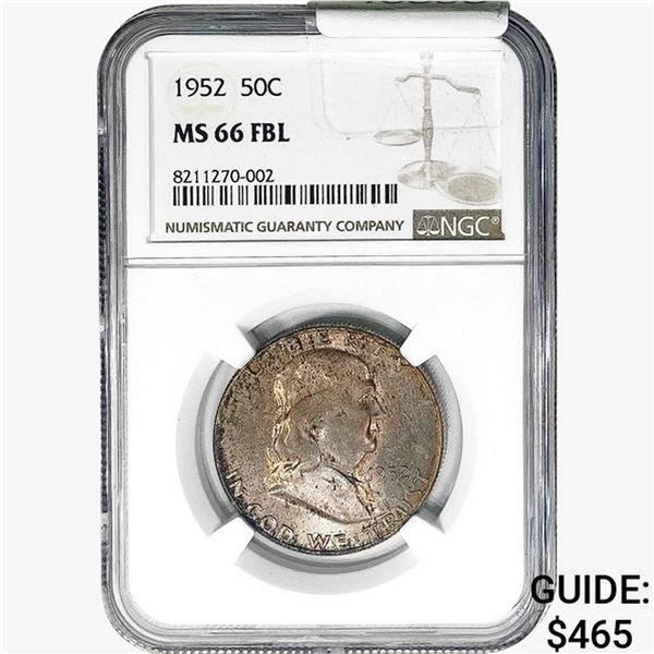 1952 Franklin Half Dollar NGC MS66 FBL