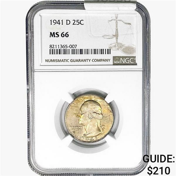 1941-D Washington Silver Quarter NGC MS66