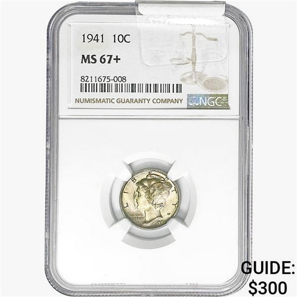 1941 Mercury Silver Dime NGC MS67+
