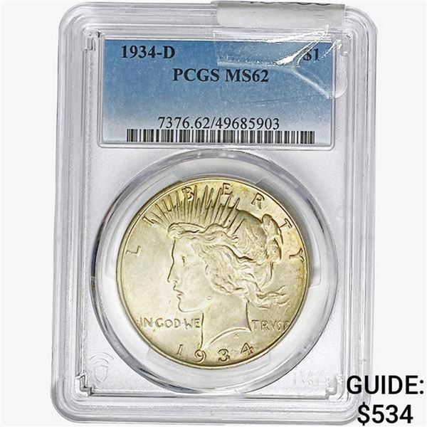 1934-D Silver Peace Dollar PCGS MS62