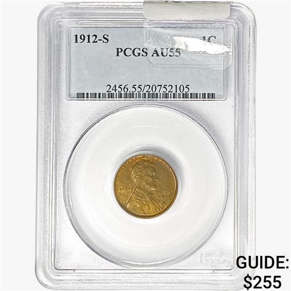 1912-S Wheat Cent PCGS AU55