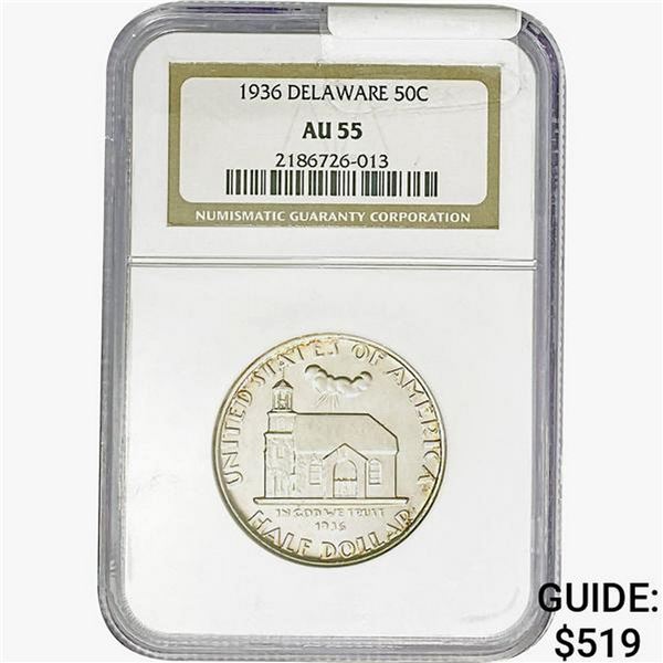 1936 Delaware Half Dollar NGC AU55