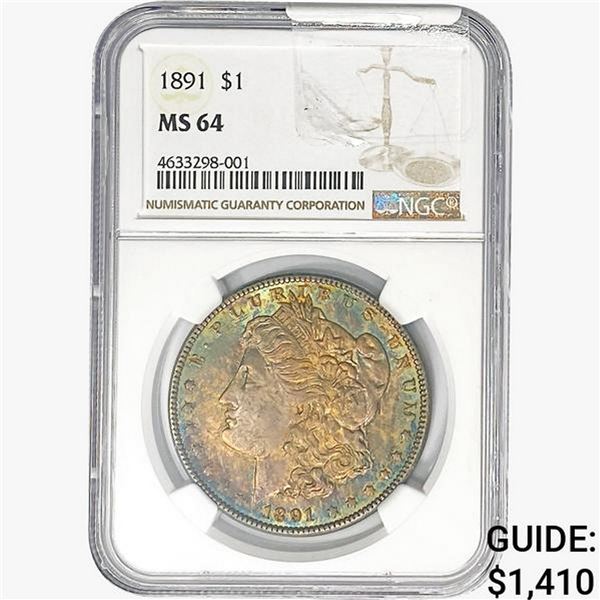 1891 Morgan Silver Dollar NGC MS64