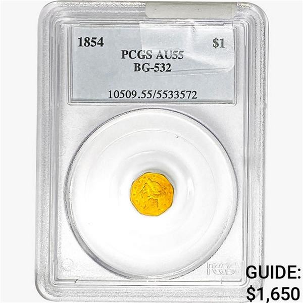 1854 Octagonal California Gold Dollar PCGS AU55