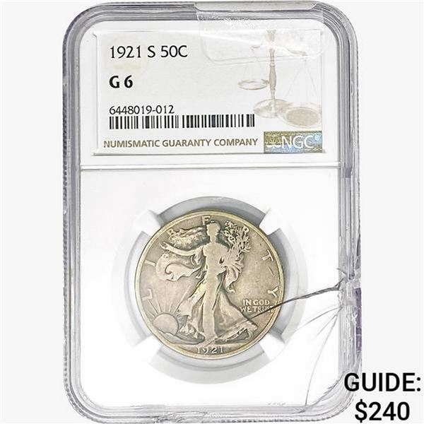 1921-S Walking Liberty Half Dollar NGC G6