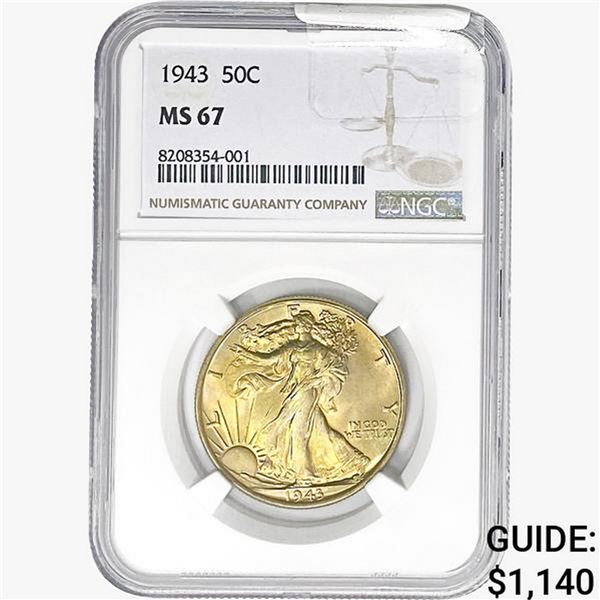 1943 Walking Liberty Half Dollar NGC MS67