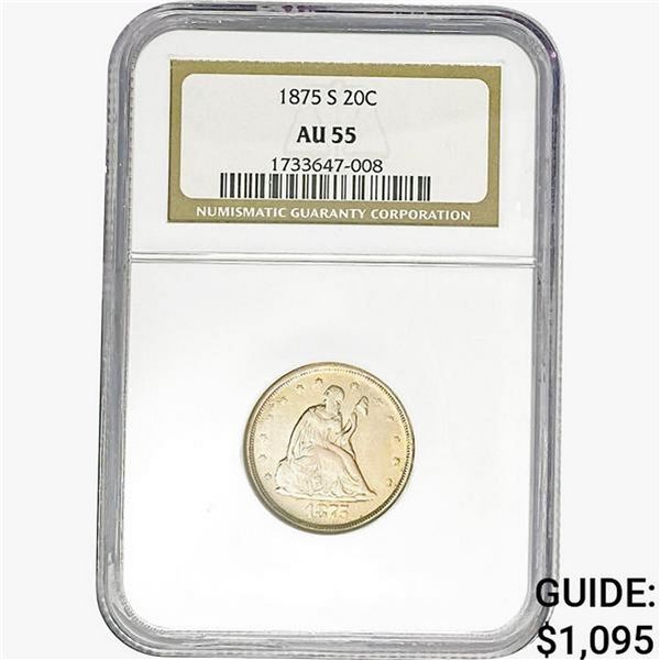 1875-S Twenty Cent Piece NGC AU55