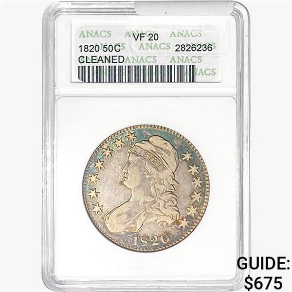 1820 Capped Bust Half Dollar ANACS VF20 CLEANED