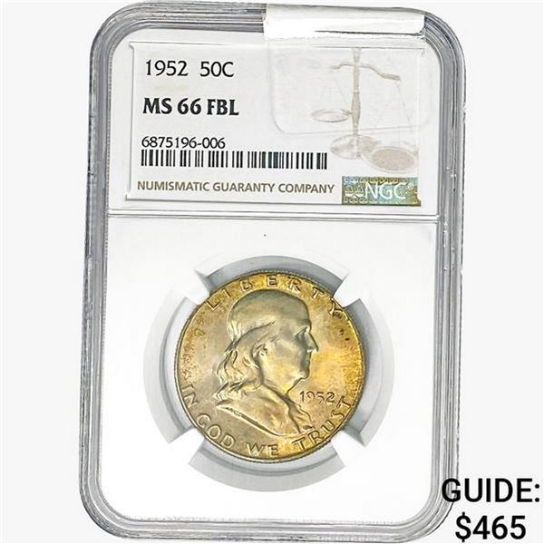 1952 Franklin Half Dollar NGC MS66 FBL