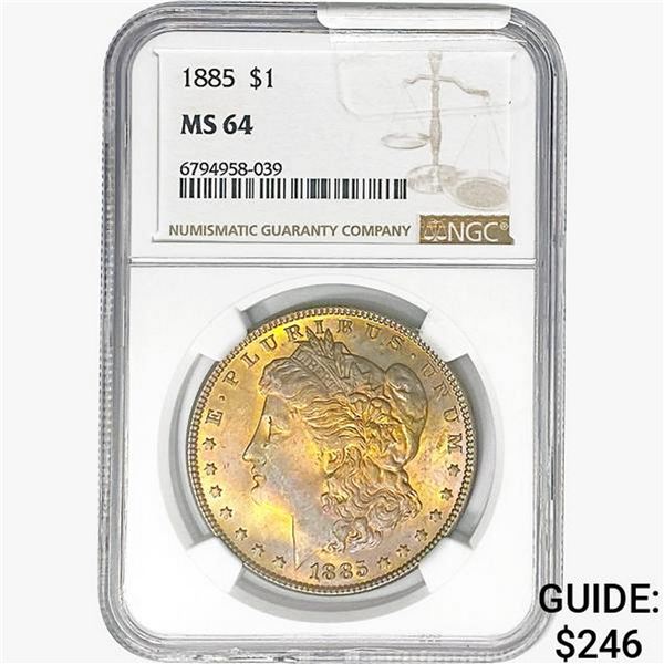 1885 Morgan Silver Dollar NGC MS64