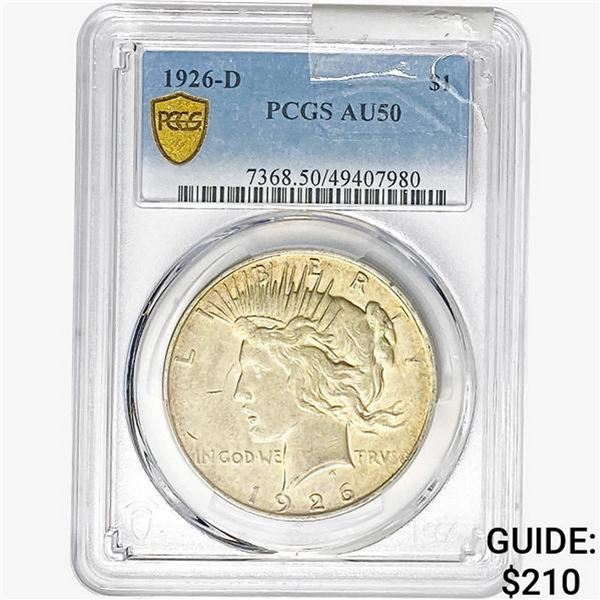 1926-D Silver Peace Dollar PCGS AU50