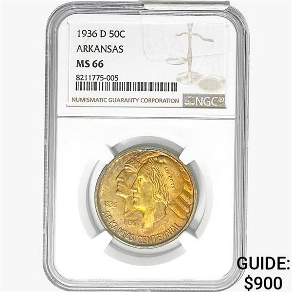 1936-D Arkansas Half Dollar NGC MS66