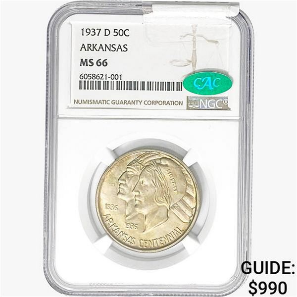1937-D Arkansas Half Dollar NGC MS66