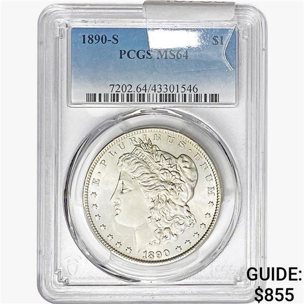 1890-S Morgan Silver Dollar PCGS MS64