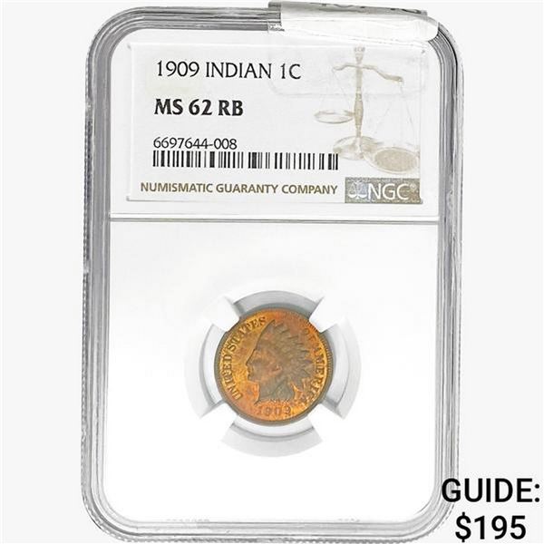 1909 Indian Head Cent NGC MS62 RB