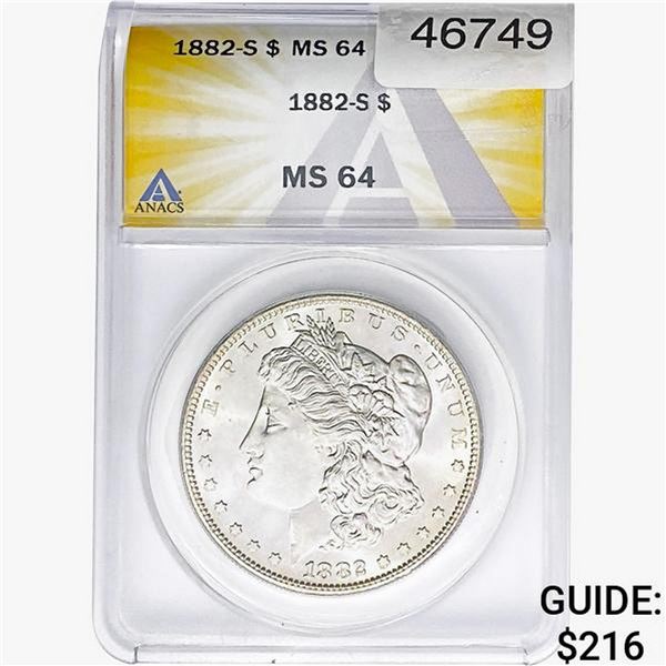 1882-S Morgan Silver Dollar ANACS MS64