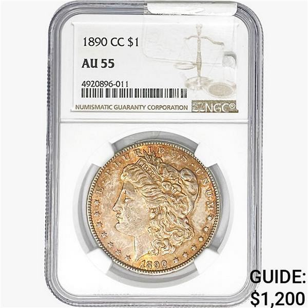 1890-CC Morgan Silver Dollar NGC AU55