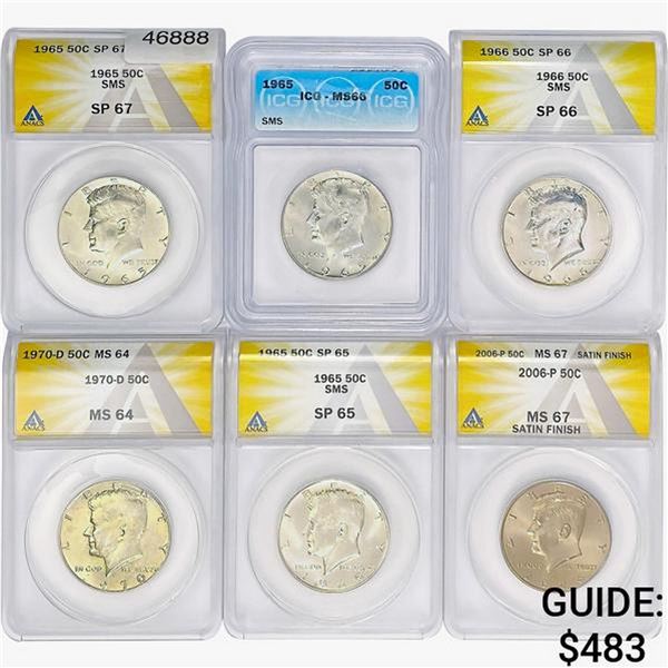 [6] 1965-2006 Kennedy Half Dollar ANACS/ICG SP/MS