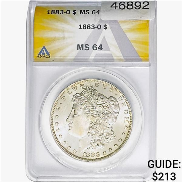 1883-O Morgan Silver Dollar ANACS MS64