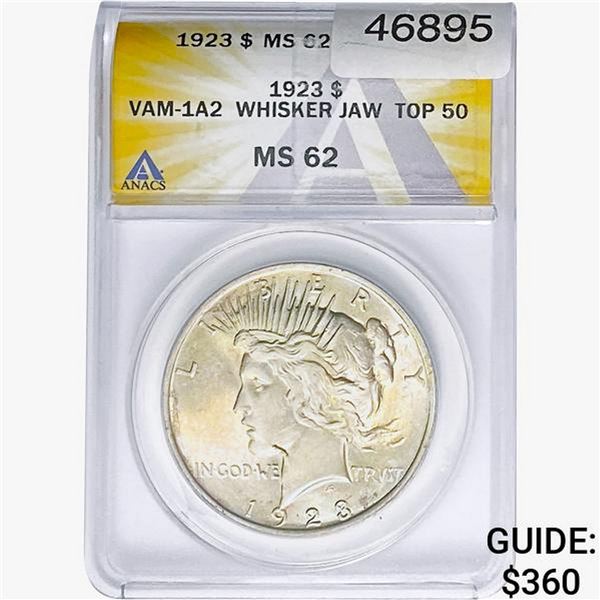 1923 Silver Peace Dollar ANACS MS62 VAM-1A2