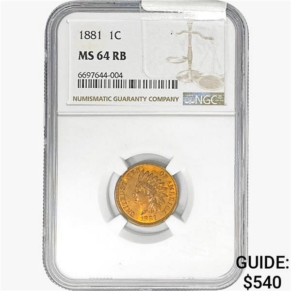 1881 Indian Head Cent NGC MS64 RB