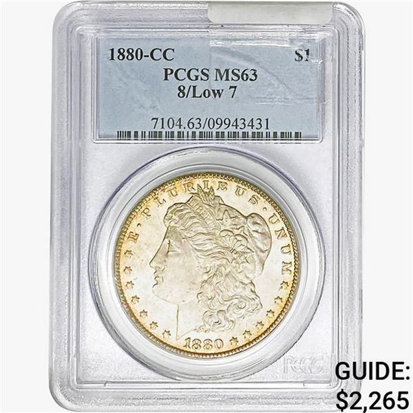 1880-CC Morgan Silver Dollar PCGS MS63 8/ Low 7