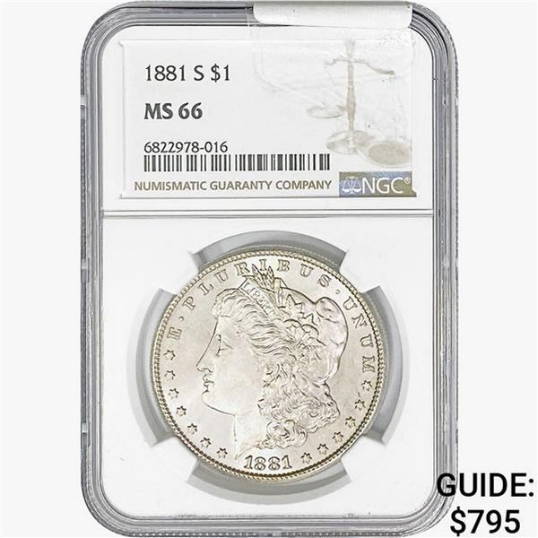 1881-S Morgan Silver Dollar NGC MS66