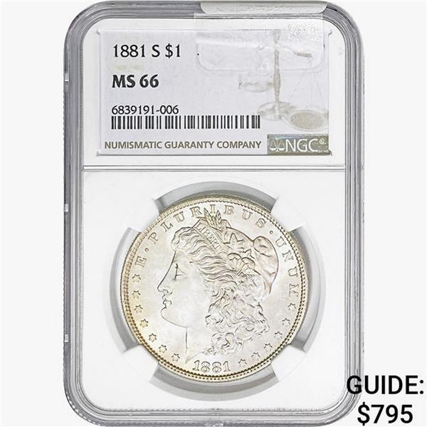 1881-S Morgan Silver Dollar NGC MS66