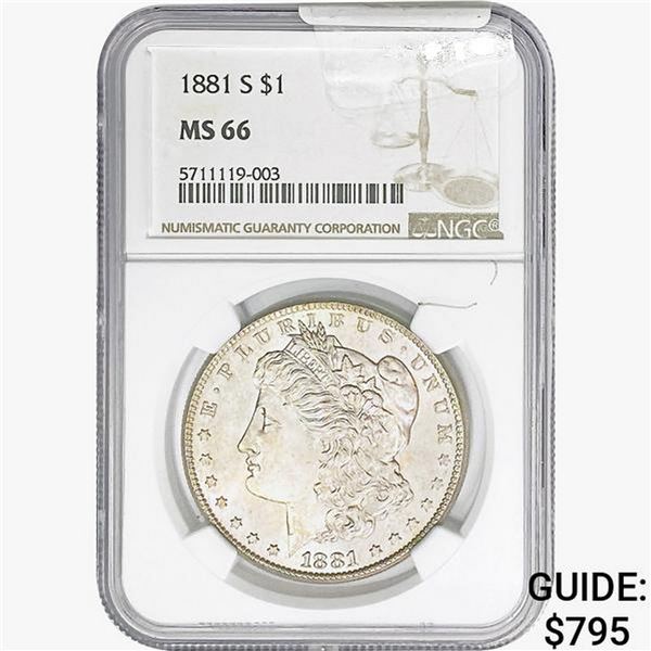 1881-S Morgan Silver Dollar NGC MS66
