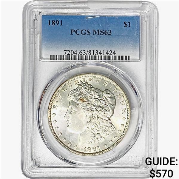 1891 Morgan Silver Dollar PCGS MS63