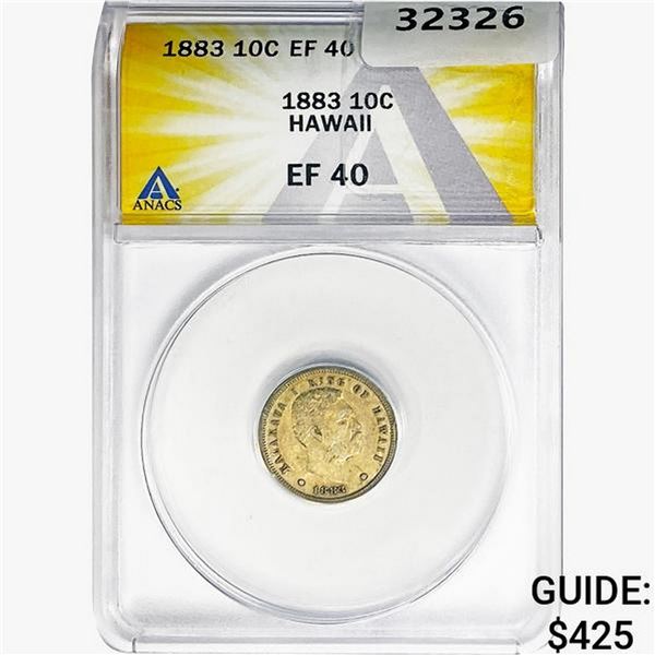 1883 Kingdom of Hawaii Dime ANACS EF40