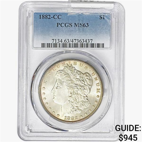 1882-CC Morgan Silver Dollar PCGS MS63