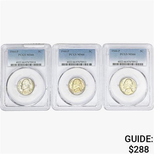 [3] 1944-P Jefferson Nickel PCGS MS66