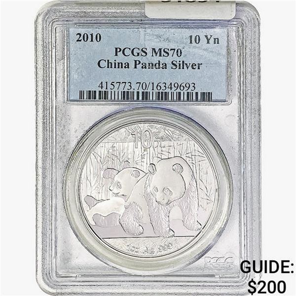 2010 1oz. Silver China Panda 10 Yuan PCGS MS70