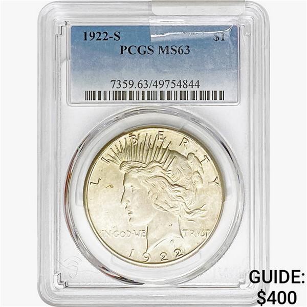 1922-S Silver Peace Dollar PCGS MS63