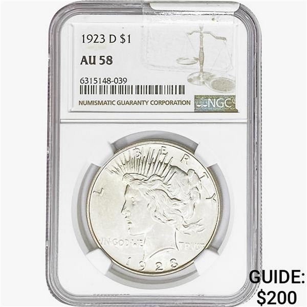 1923-D Silver Peace Dollar NGC AU58