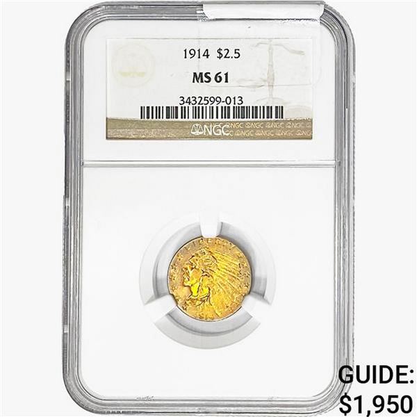 1914 $2.50 Gold Quarter Eagle NGC MS61