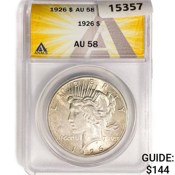 1926 Silver Peace Dollar ANACS AU58