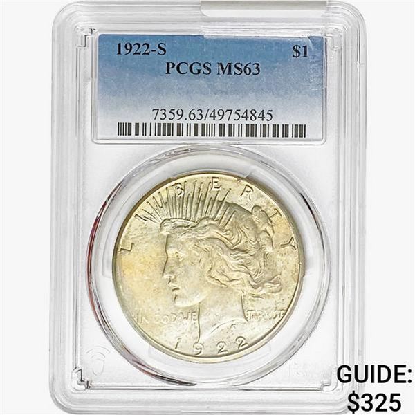 1922-S Silver Peace Dollar PCGS MS63