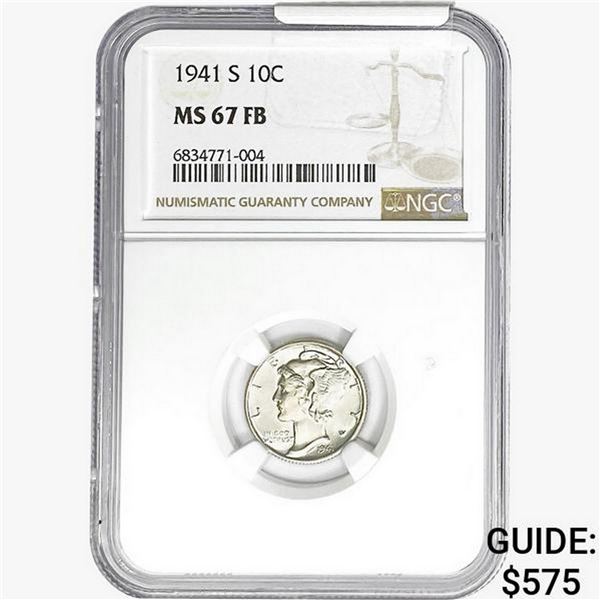 1941-S Mercury Silver Dime NGC MS67 FB