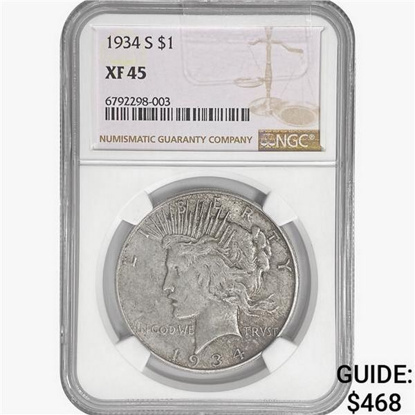 1934-S Silver Peace Dollar NGC XF45