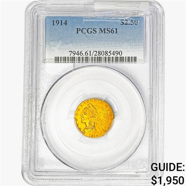 1914 $2.50 Gold Quarter Eagle PCGS MS61