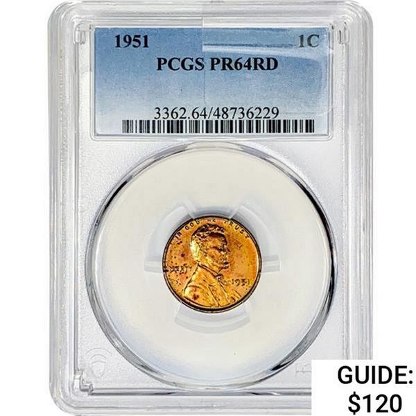 1951 Wheat Cent PCGS PR64 RD