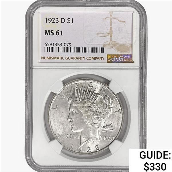 1923-D Silver Peace Dollar NGC MS61