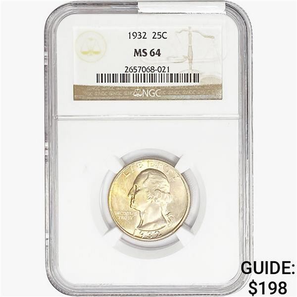 1932 Washington Silver Quarter NGC MS64