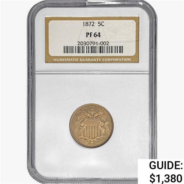 1872 Shield Nickel NGC PF64