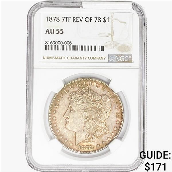 1878 REV78 Morgan Silver Dollar NGC AU55