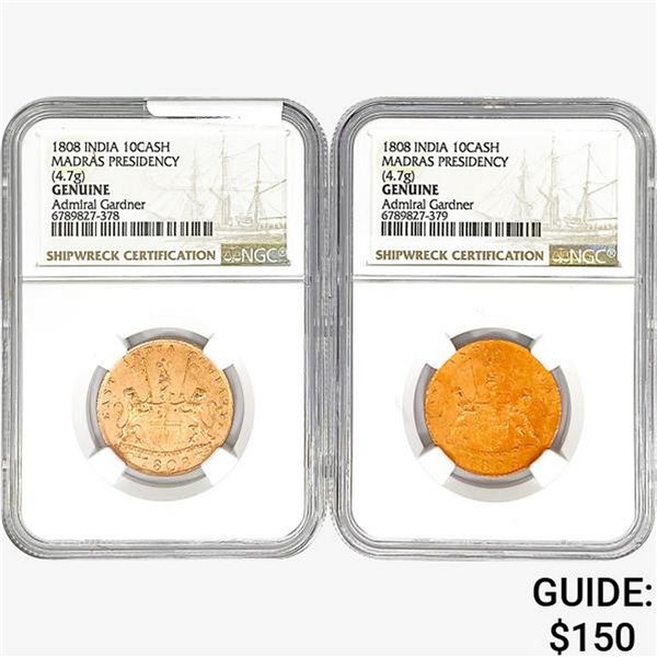 [2]1808 India 10Cash Madras Presidency NGC Genuine